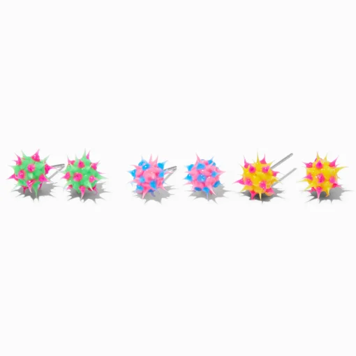 Clous d'oreilles arc-en-ciel pointes style rave - Lot de 3