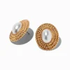 Clous d'oreilles auréole perle d'imitation texturés couleur dorée