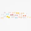 Clous d'oreilles aux designs variés arc-en-ciel pastel - Lot de 20