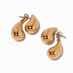 Clous d'oreilles avant et arrière haricot et boule couleur dorée