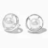 Clous d'oreilles boussole perles d'imitation couleur argentée