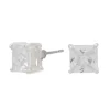 Clous d'oreilles carrés avec strass en zircon cubique d'imitation couleur argentée - 7 mm