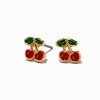 Clous d'oreilles cerises couleur dorée