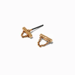 Clous d'oreilles chaîne barrette couleur argentée