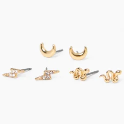 Clous d'oreilles célestes couleur dorée (lot de 3)