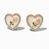 Clous d'oreilles couleur doré rose et cœur émaillé