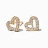 Clous d'oreilles cœur ajouré en pavé avec zircons cubiques couleur dorée jaune C LUXE by Claire’s