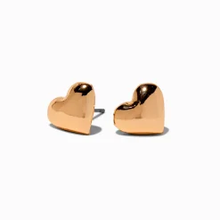 Clous d'oreilles cœur bombé couleur dorée