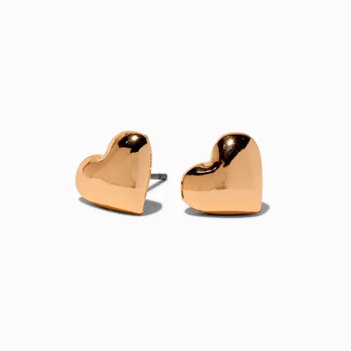 Clous d'oreilles cœur bombé couleur dorée