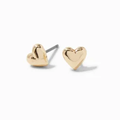 Clous d'oreilles cœur bouffant couleur dorée