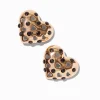Clous d'oreilles cœur en strass noir couleur dorée