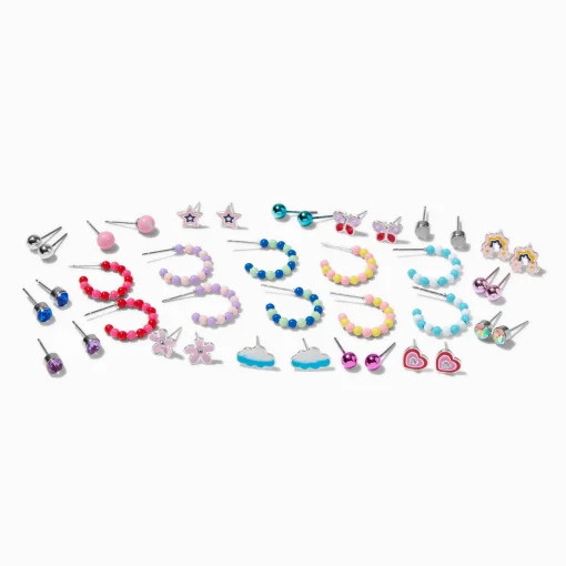 Clous d'oreilles divers et créoles perlées - Lot de 20