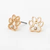 Clous d'oreilles empreinte d’animal avec strass couleur dorée