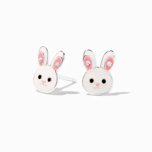 Clous d'oreilles en argent lapin émaillés