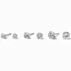 Clous d'oreilles en zircon cubique ronds en acier inoxydable couleur argentée - Lot de 3