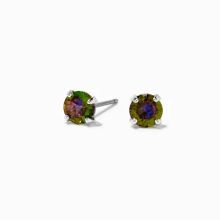 Clous d'oreilles en zircon cubique 5 mm iridescents AB arc-en-ciel