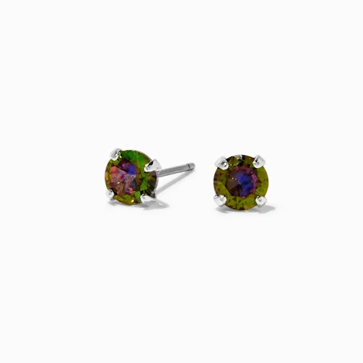 Clous d'oreilles en zircon cubique 5 mm iridescents AB arc-en-ciel