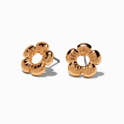 Clous d'oreilles fleurs bombées couleur dorée