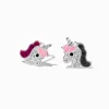 Clous d'oreilles licorne strass couleur argentée