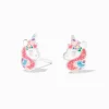 Clous d'oreilles licorne en argent à paillettes