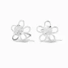 Clous d'oreilles marguerite en zircon cubique d'imitation couleur argentée
