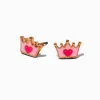 Clous d'oreilles mini couronne rose