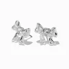 Clous d'oreilles nœud cœur strass couleur argentée