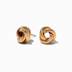 Clous d'oreilles nœuds corde couleur dorée