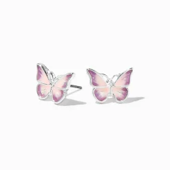 Clous d'oreilles papillon dégradés roses et violets