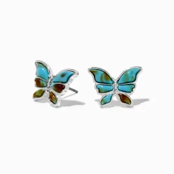 Clous d'oreilles papillon cowgirl couleur argentée