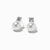 Clous d'oreilles perle d’imitation strass couleur argentée