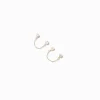 Clous d'oreilles reliés par une chaîne en zircon cubique d'imitation couleur dorée