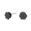 Clous d'oreilles ronds avec strass en zircon cubique en titane couleur hématite – Noir, 5 mm - Collection C Luxe