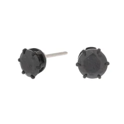 Clous d'oreilles ronds avec strass en zircon cubique en titane couleur hématite – Noir, 5 mm - Collection C Luxe