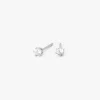 Clous d'oreilles ronds avec strass en zircon cubique d'imitation couleur argentée - 2 mm