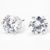Clous d'oreilles ronds couleur argentée en zircon cubique d'imitation 10 mm
