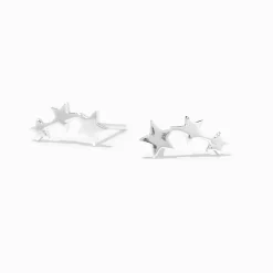 Clous d'oreilles étoiles de tailles différentes en argent
