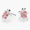 Clous d'oreilles tortue ornementée couleur argentée - Rose