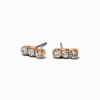 Clous d'oreilles triple strass couleur dorée