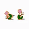Clous d'oreilles tulipe et perle d'imitation