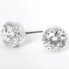 Clous d'oreilles vintage ronds 8 mm en zircon cubique couleur argentée