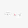 Clous et anneaux pour piercing de nez 0,8 mm avec zircon cubique cœur couleur argentée - Lot de 3