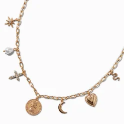 Collier à breloque pièce couleur dorée