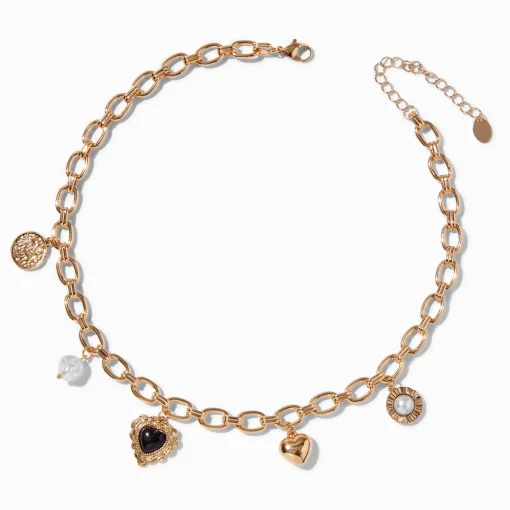 Collier à breloque rétro couleur dorée