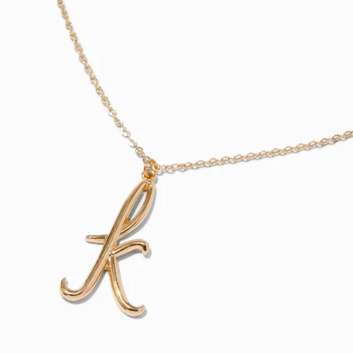 Collier à initiale moderne couleur dorée - K
