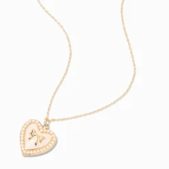 Collier à médaillon perlé nœud couleur dorée