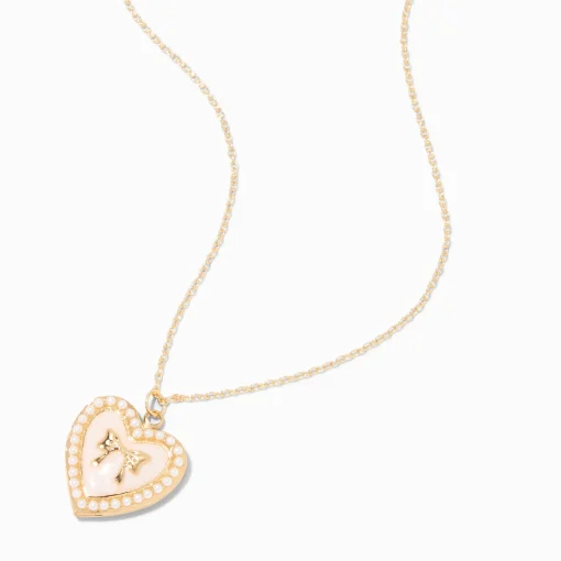 Collier à médaillon perlé nœud couleur dorée