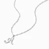 Collier à pendentif à initiale de grande taille couleur argentée - A