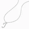 Collier à pendentif à initiale de grande taille couleur argentée - J