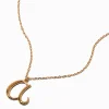Collier à pendentif à initiale écriture cursive couleur dorée - A